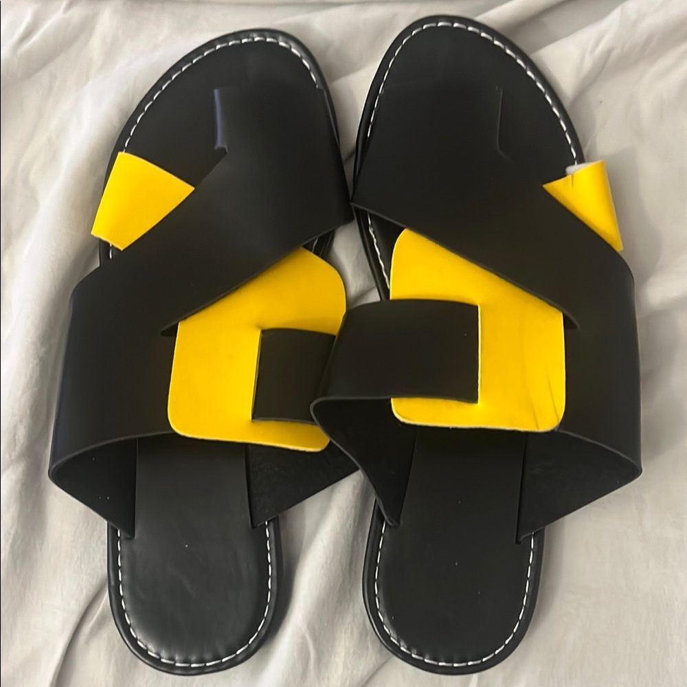 Stylish Black and Yellow Sandals